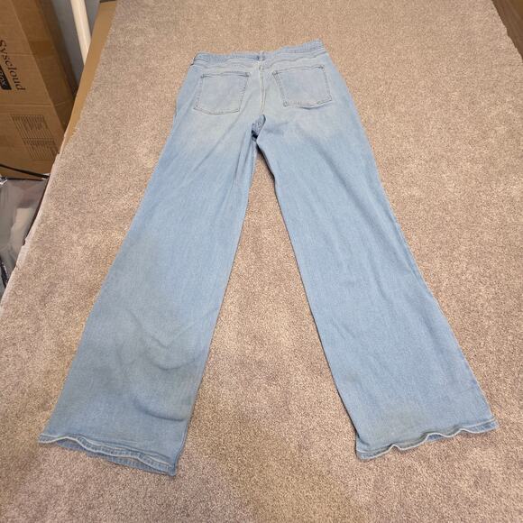 Trendy retro seventies boho flowy Light Wash Old Navy Wow Wide Leg 14L - Picture 1 of 16